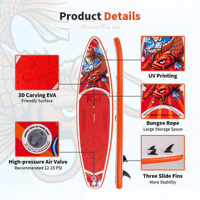 Puhallettava Surfing Paddle Board 11' - Sup Koi Oranssi