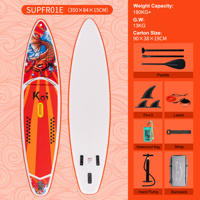 Puhallettava Surfing Paddle Board 11'6" - Sup Koi Oranssi