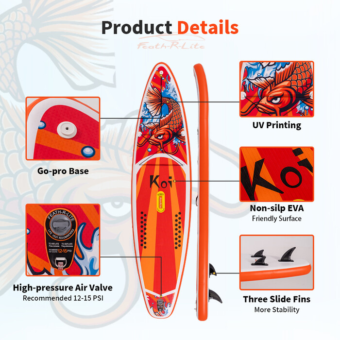 Puhallettava Surfing Paddle Board 11'6" - Sup Koi Oranssi