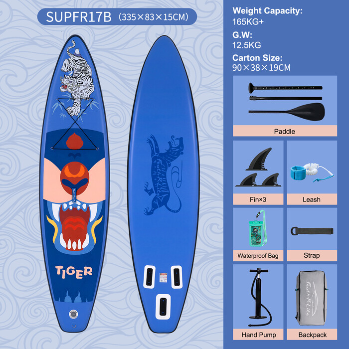 Puhallettava Surfing Paddle Board 11' - Tiikerinsininen